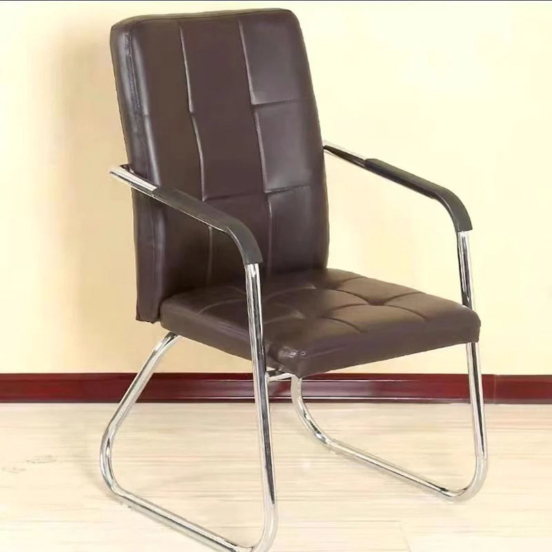 Modern Minimalist Synthetic Leather Steel Rectangular Square Desk Chair Backrest Armrest For Home Office