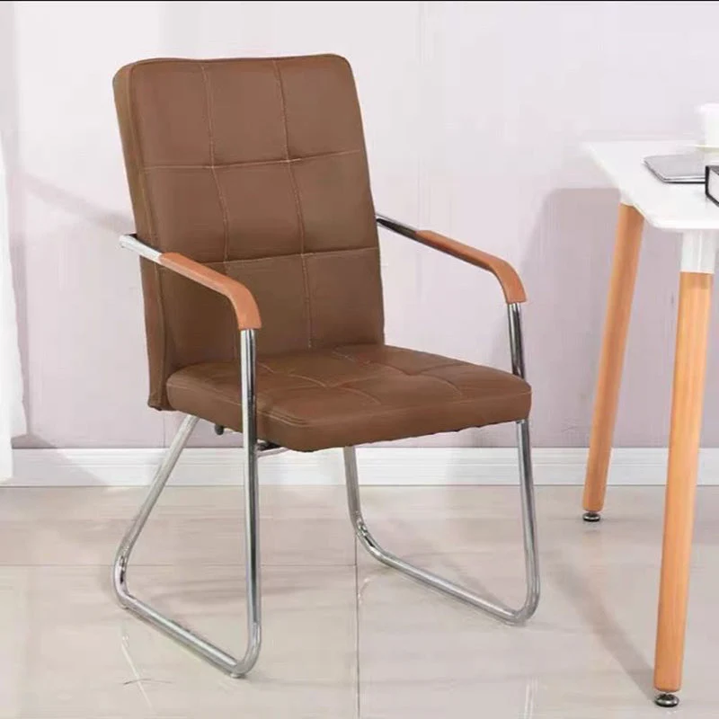 Modern Minimalist Synthetic Leather Steel Rectangular Square Desk Chair Backrest Armrest For Home Office
