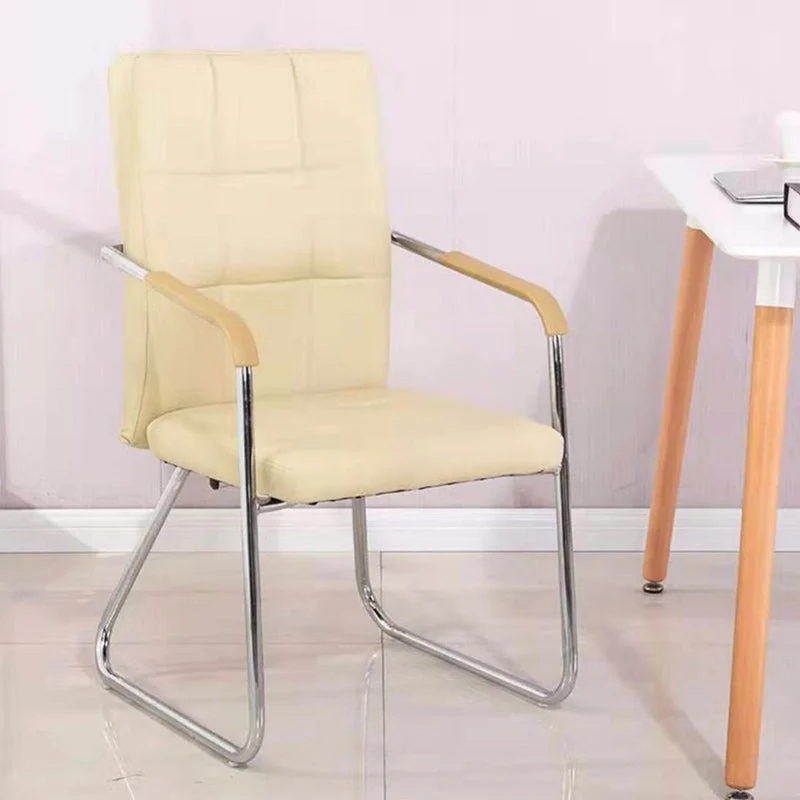 Modern Minimalist Synthetic Leather Steel Rectangular Square Desk Chair Backrest Armrest For Home Office