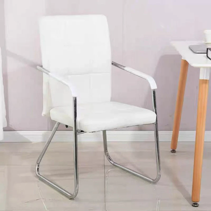 Modern Minimalist Synthetic Leather Steel Rectangular Square Desk Chair Backrest Armrest For Home Office