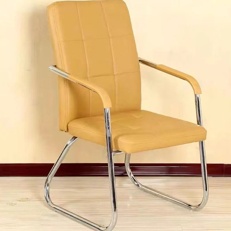 Modern Minimalist Synthetic Leather Steel Rectangular Square Desk Chair Backrest Armrest For Home Office