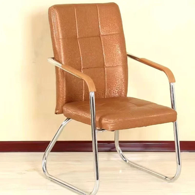 Modern Minimalist Synthetic Leather Steel Rectangular Square Desk Chair Backrest Armrest For Home Office