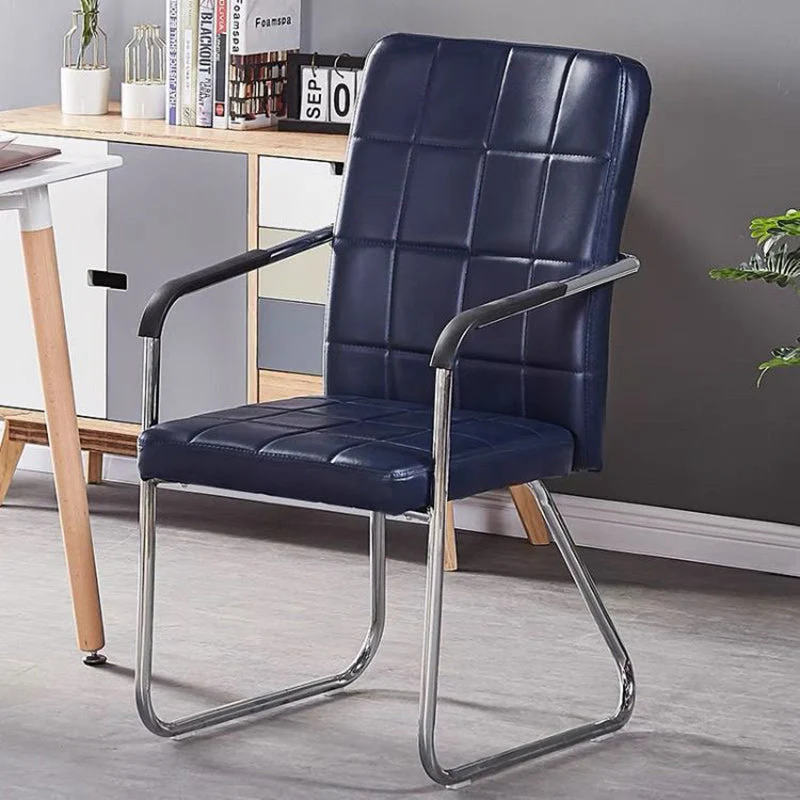 Modern Minimalist Synthetic Leather Steel Rectangular Square Desk Chair Backrest Armrest For Home Office