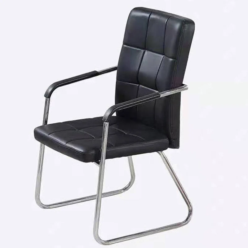 Modern Minimalist Synthetic Leather Steel Rectangular Square Desk Chair Backrest Armrest For Home Office