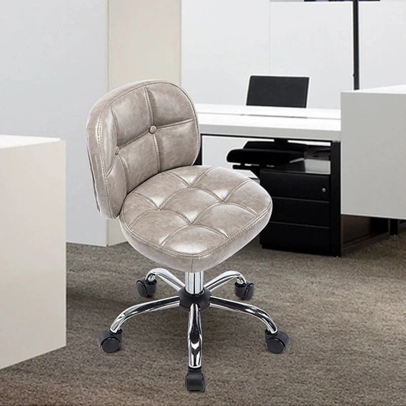 Contemporary Scandinavian Square Faux Oil-Wax Leather Steel Mini Desk Chair Backrest For Home Office