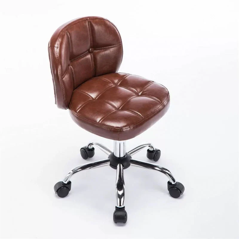 Contemporary Scandinavian Square Faux Oil-Wax Leather Steel Mini Desk Chair Backrest For Home Office