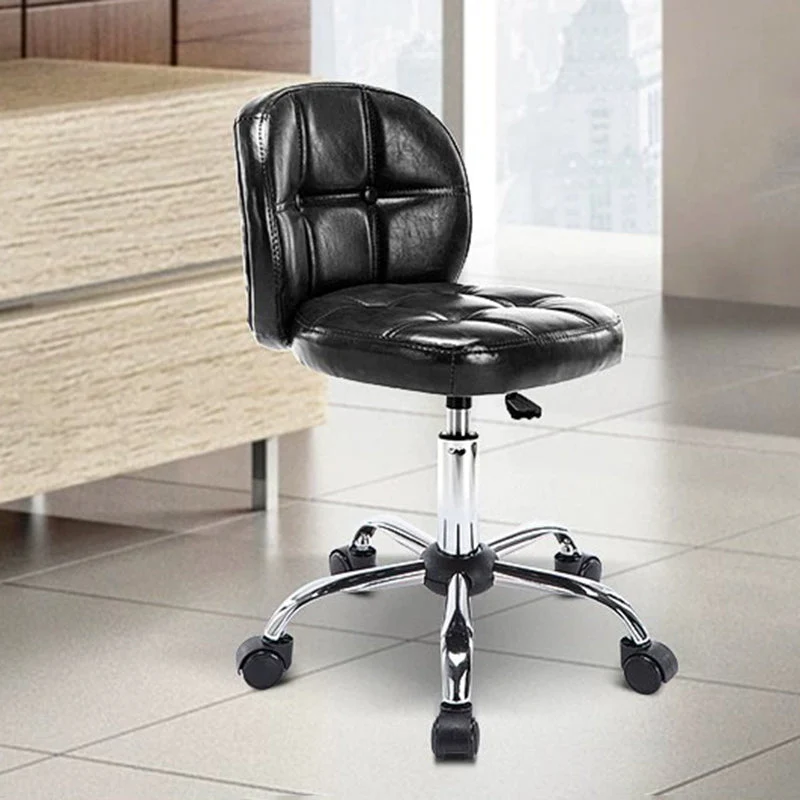 Contemporary Scandinavian Square Faux Oil-Wax Leather Steel Mini Desk Chair Backrest For Home Office