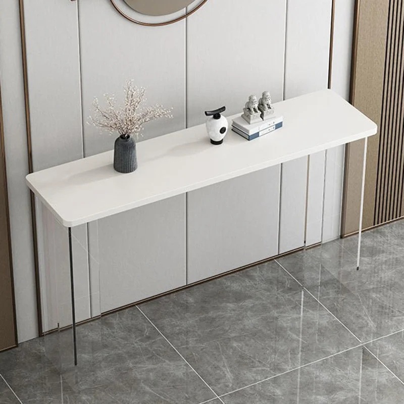 Modern Minimalist Rectangular Particle Board Acrylic Console Table 1-Tier For Living Room