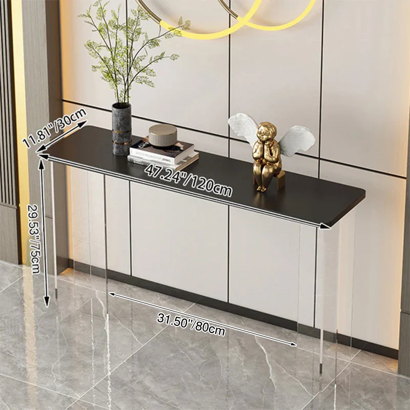 Modern Minimalist Rectangular Particle Board Acrylic Console Table 1-Tier For Living Room