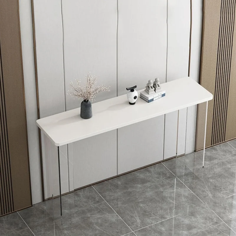 Modern Minimalist Rectangular Particle Board Acrylic Console Table 1-Tier For Living Room