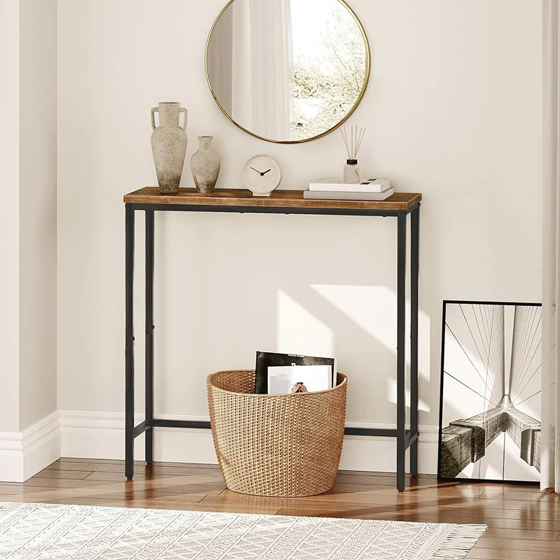 Modern Minimalist Rectangular Carbon Steel MDF Console Table 1-Tier For Living Room