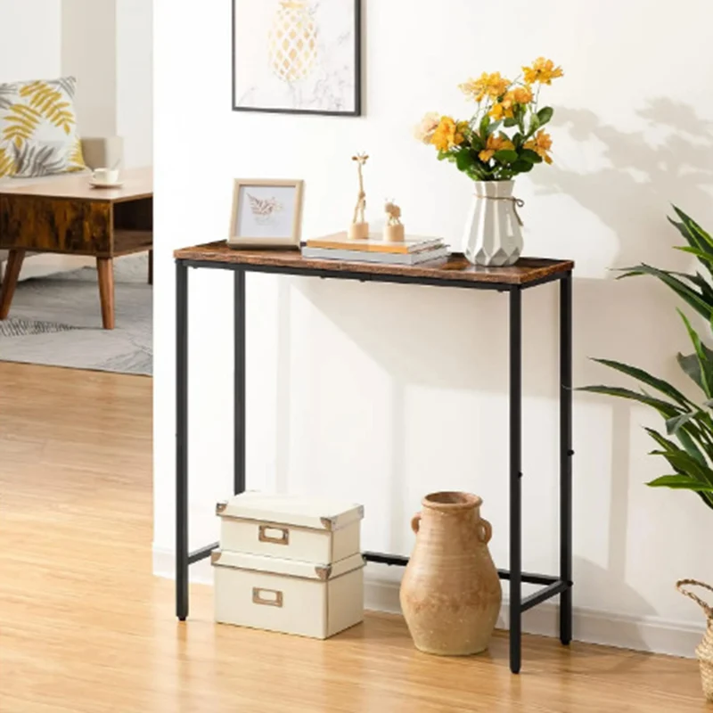 Modern Minimalist Rectangular Carbon Steel MDF Console Table 1-Tier For Living Room