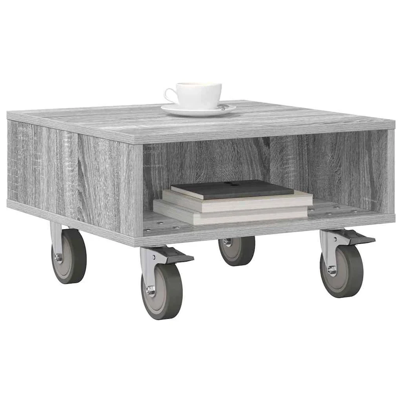 Mesa Lateral com Rodas Cinzento Sonoma 50,5 x 50 x 30 cm