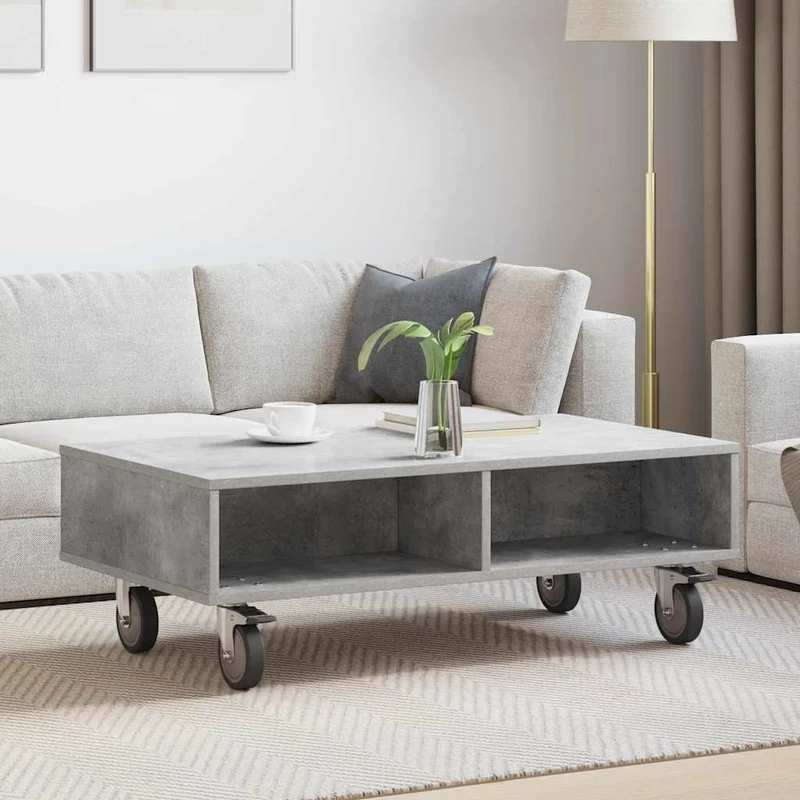 Mesa Lateral com Rodas Cinzento 90 x 50 x 30 cm