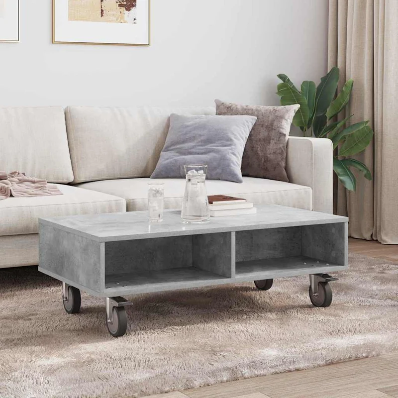 Mesa Lateral com Rodas Cinzento 90 x 50 x 30 cm