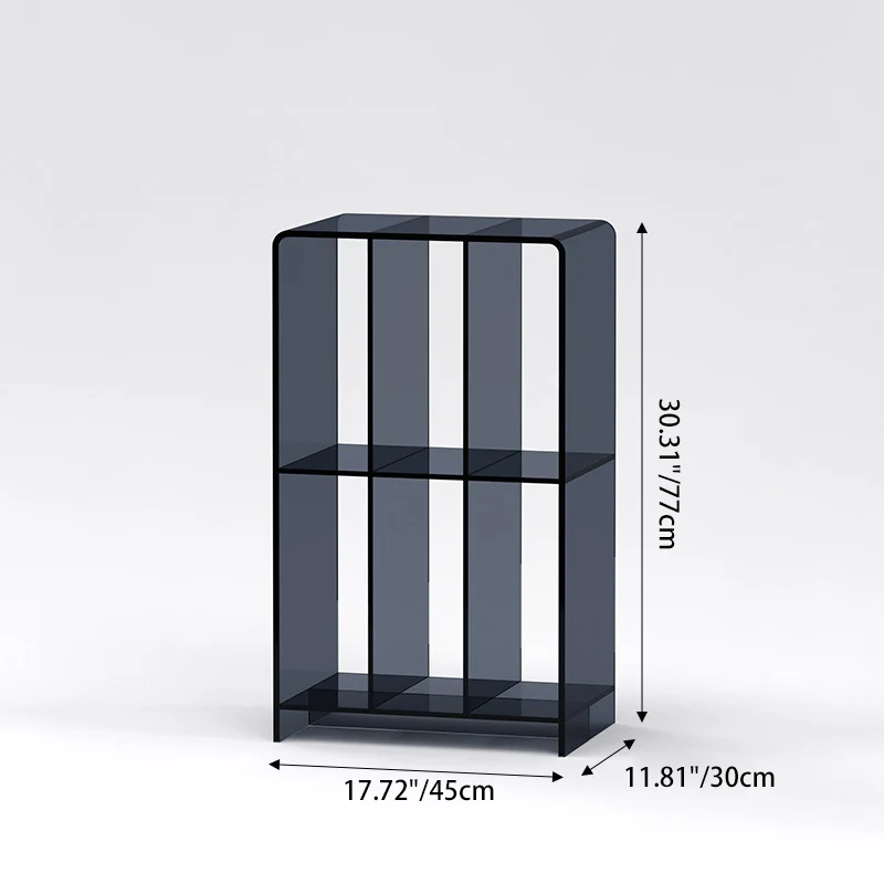 Modern Minimalist Rectangular Acrylic Bookshelf 2-Tier For Living Room