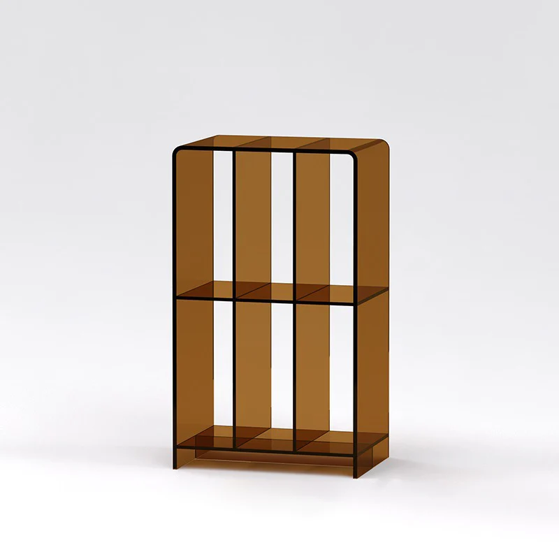 Modern Minimalist Rectangular Acrylic Bookshelf 2-Tier For Living Room