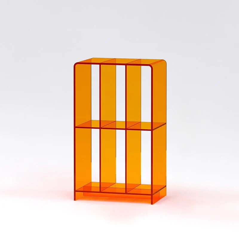 Modern Minimalist Rectangular Acrylic Bookshelf 2-Tier For Living Room