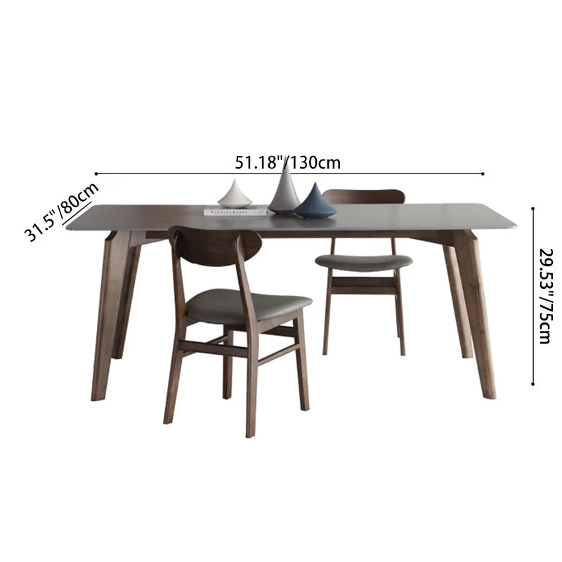 Contemporary Nordic Rectangular Ash Wood Slab Dining Table & Chair For 4/6 Seats