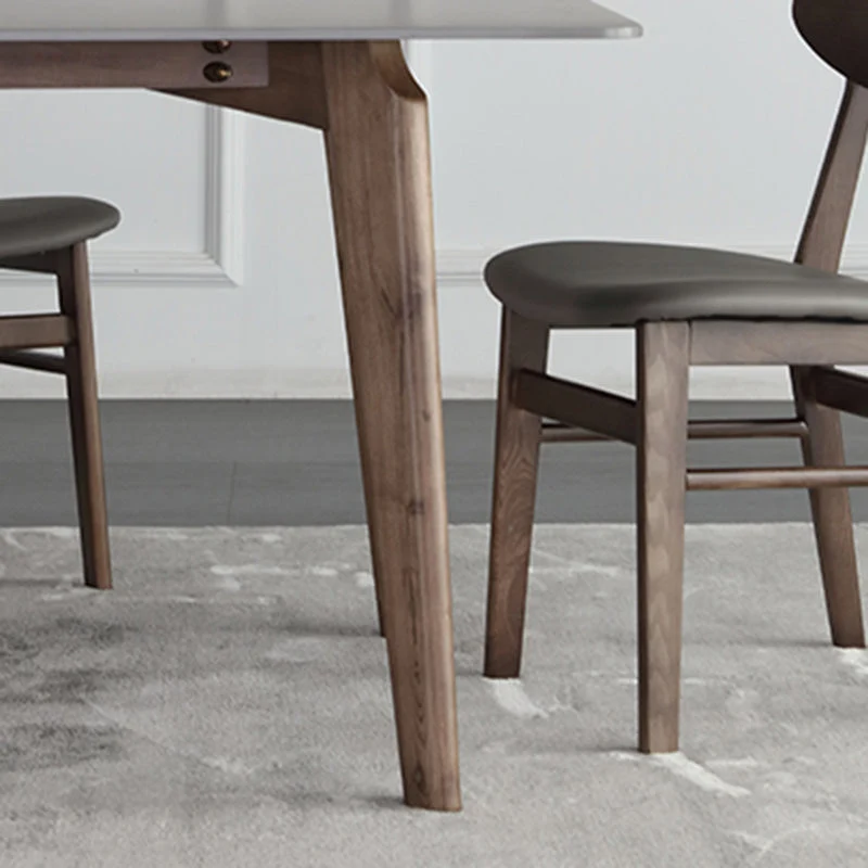 Contemporary Nordic Rectangular Ash Wood Slab Dining Table & Chair For 4/6 Seats