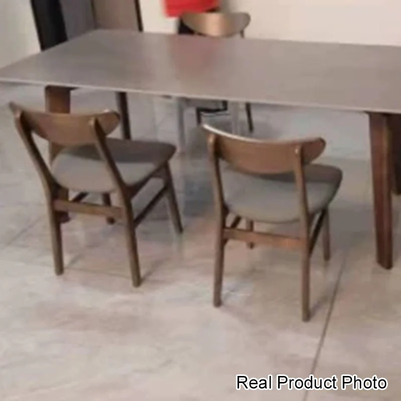 Contemporary Nordic Rectangular Ash Wood Slab Dining Table & Chair For 4/6 Seats