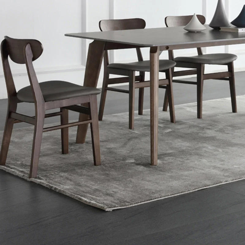 Contemporary Nordic Rectangular Ash Wood Slab Dining Table & Chair For 4/6 Seats