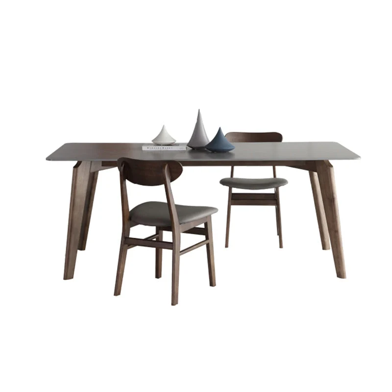 Contemporary Nordic Rectangular Ash Wood Slab Dining Table & Chair For 4/6 Seats