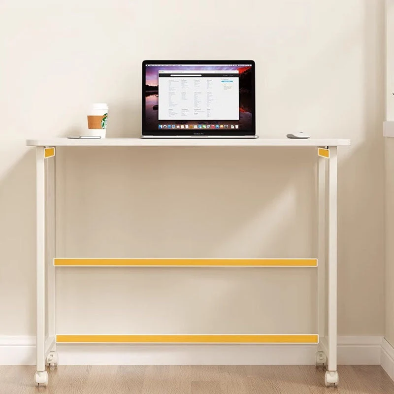 Modern Minimalist Moveable Foldable Rectangular Wood Panel Desk For Home Office