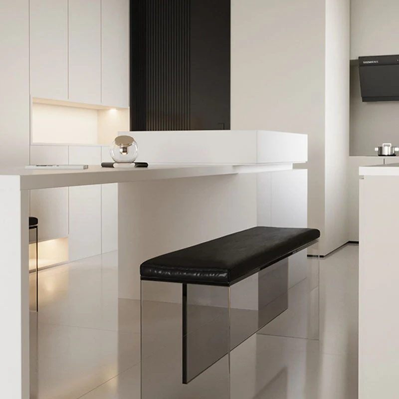 Modern Minimalist Rectangle Acrylic Top Grain Leather Contact Surface Upholstered Bench For Entryways