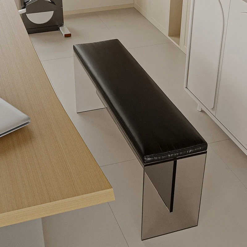 Modern Minimalist Rectangle Acrylic Top Grain Leather Contact Surface Upholstered Bench For Entryways