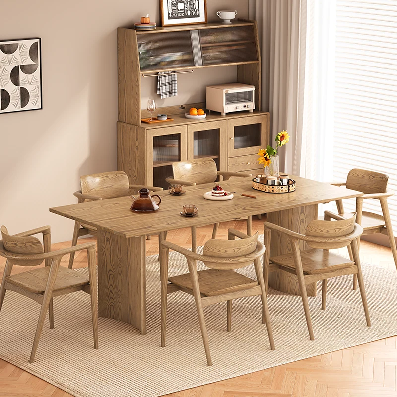 Contemporary Scandinavian North American Ash Wood Storage Cabinet - Rectangular With Hutch Ribbed Glass Storage Sideboard For Dining Room & Kitchen