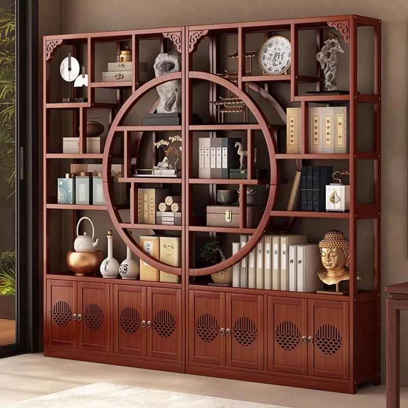 Traditional Chinese Rectangular Bamboo Medium Density Fiberboard Storage Cabinet 2-Cabinet For Living Room