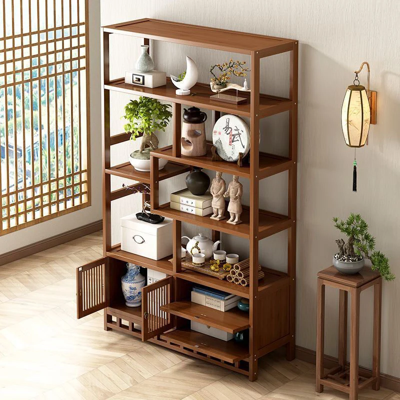 Traditional Chinese Rectangular Bamboo Medium Density Fiberboard Storage Cabinet 1-Cabinet For Living Room
