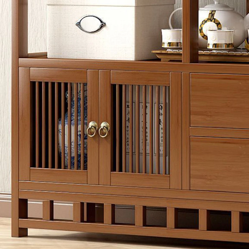 Traditional Chinese Rectangular Bamboo Medium Density Fiberboard Storage Cabinet 1-Cabinet For Living Room