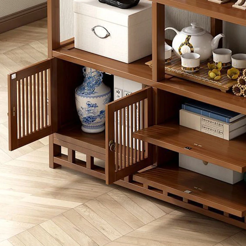 Traditional Chinese Rectangular Bamboo Medium Density Fiberboard Storage Cabinet 1-Cabinet For Living Room