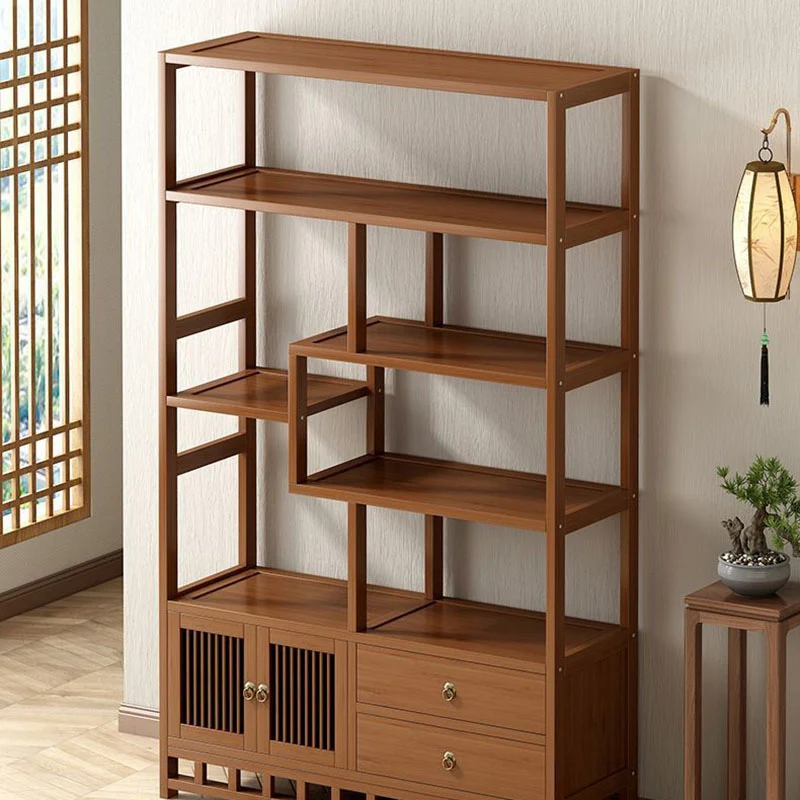 Traditional Chinese Rectangular Bamboo Medium Density Fiberboard Storage Cabinet 1-Cabinet For Living Room