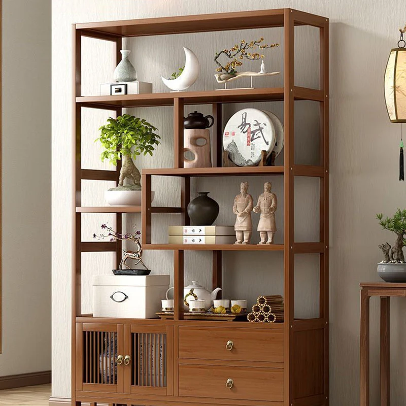 Traditional Chinese Rectangular Bamboo Medium Density Fiberboard Storage Cabinet 1-Cabinet For Living Room