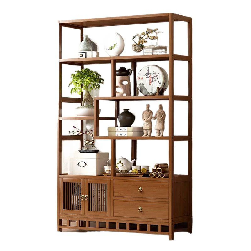 Traditional Chinese Rectangular Bamboo Medium Density Fiberboard Storage Cabinet 1-Cabinet For Living Room