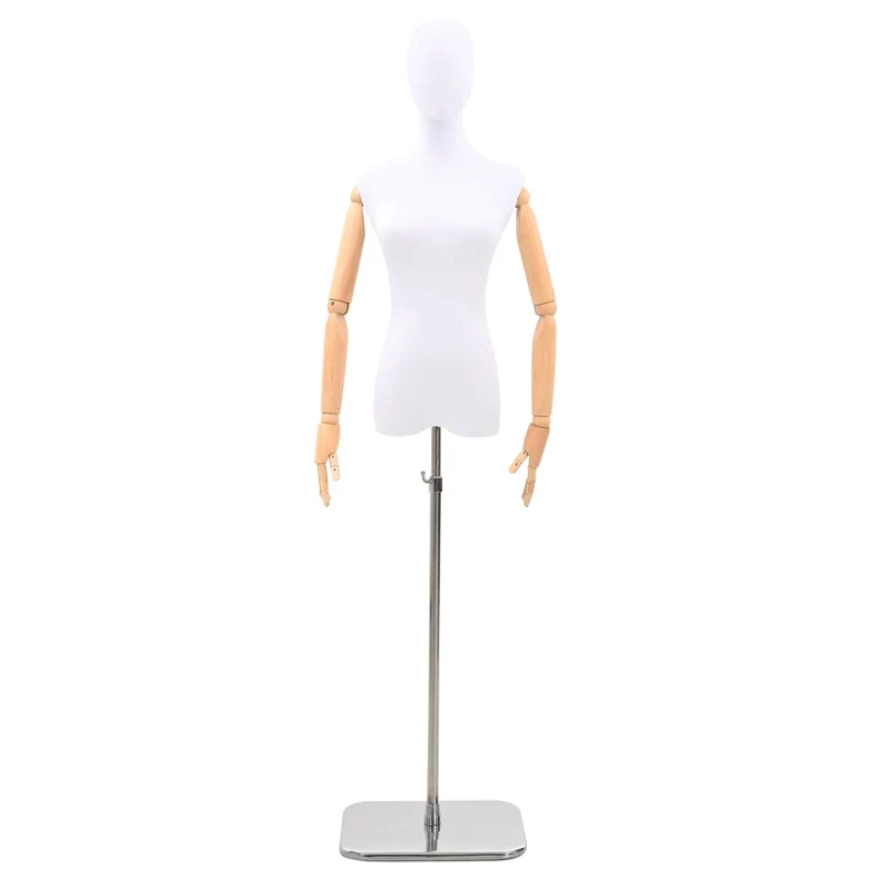 Mannequin Ajustável de 165-213 cm com Base Feminino PP Branco