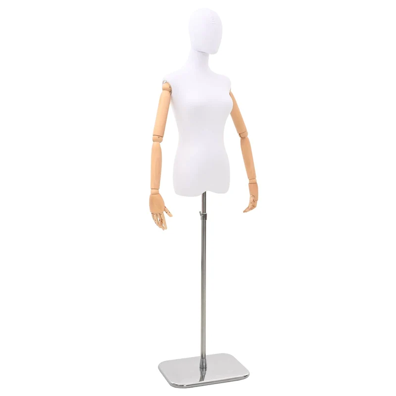Mannequin Ajustável de 165-213 cm com Base Feminino PP Branco