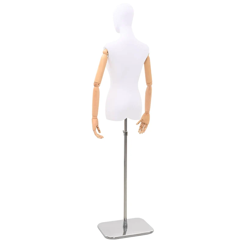 Mannequin Ajustável de 165-213 cm com Base Feminino PP Branco