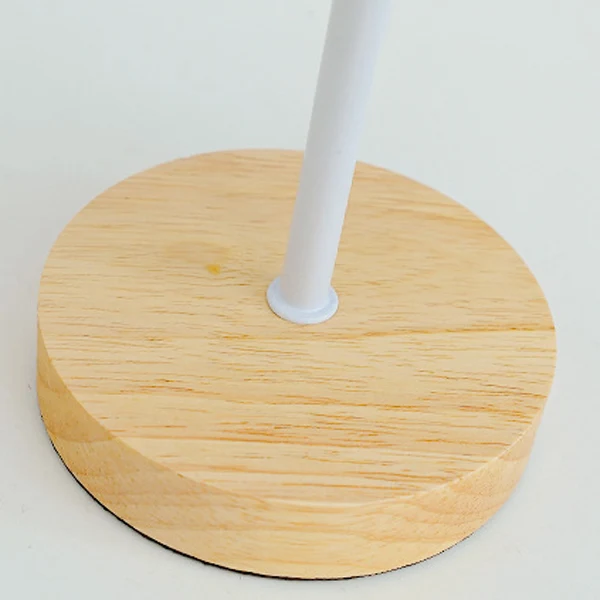 Modern Minimalist Trapezoidal Rubberwood Fabric LED Table Lamp For Bedroom