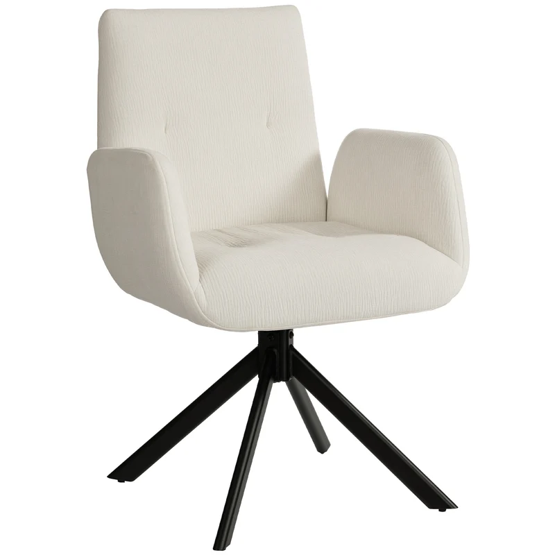 Poltrona estofada, poltrona de destaque, design moderno, giratória, até 120 kg, Creme branco