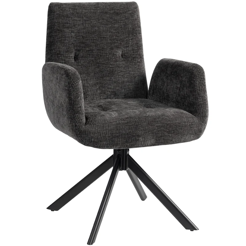 Poltrona estofada, poltrona de destaque, design moderno, giratória, até 120 kg, Preto
