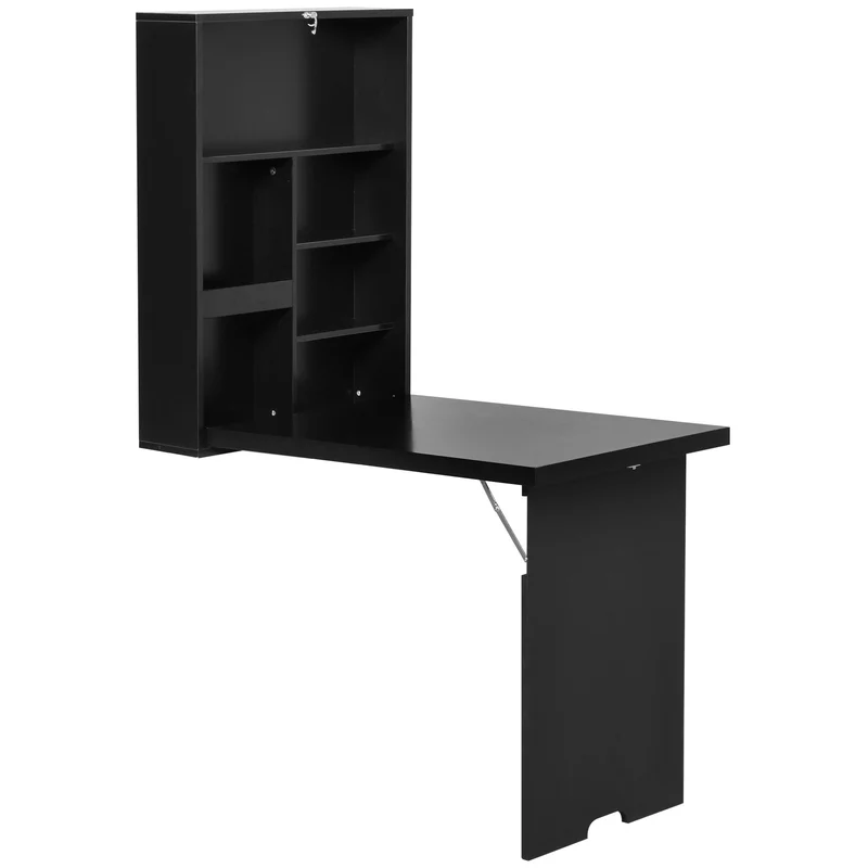 Mesa de Parede Dobrável Secretária de Parede Incl. Quadro de Escrita 60x94,5x147 cm Preto