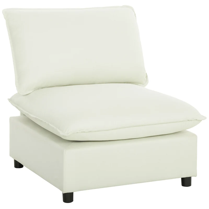 Poltrona de Sala sofá 1 Lugar Moderno sem Apoios de Braço com Assento Largo Almofadas Espessas 146x85x78 cm Creme