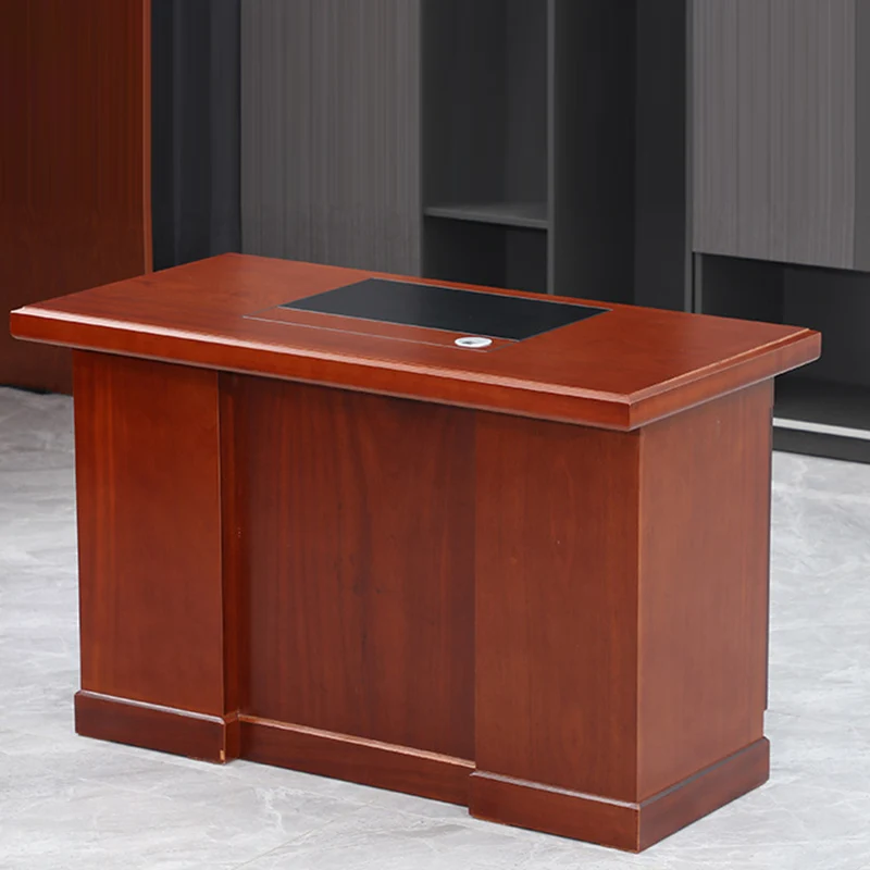 Contemporary Retro MDF Rectangular Desk With 3 Drawers 1 Cabinet For Home Office And Study