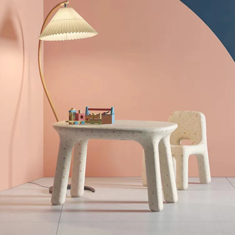 Contemporary Nordic PE Oval Kids Colorful Safe Desk & Chair Set For Living Room & Study