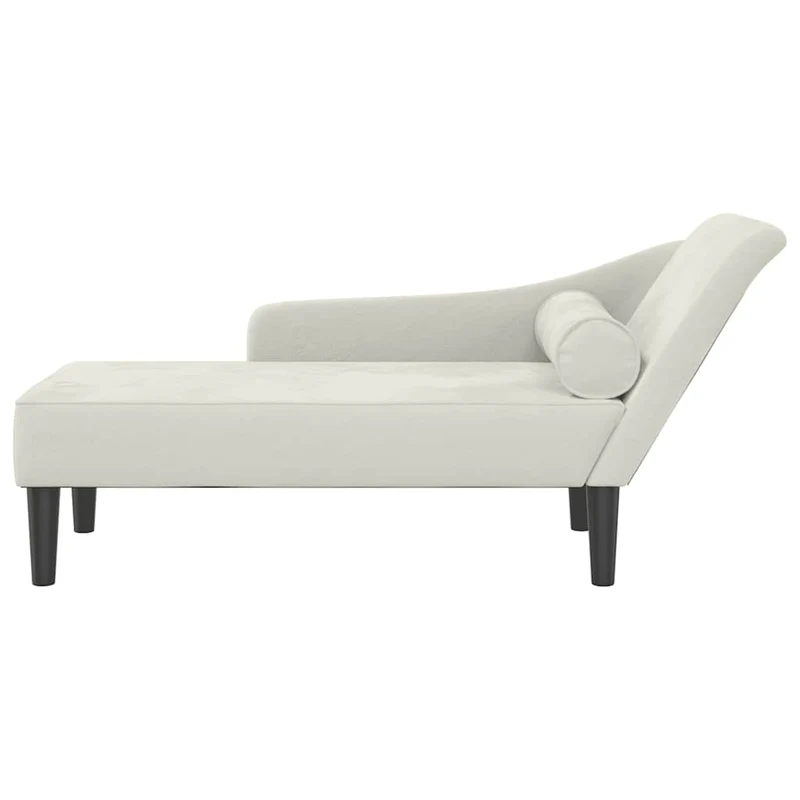 Chaise lounge com almofadões veludo creme