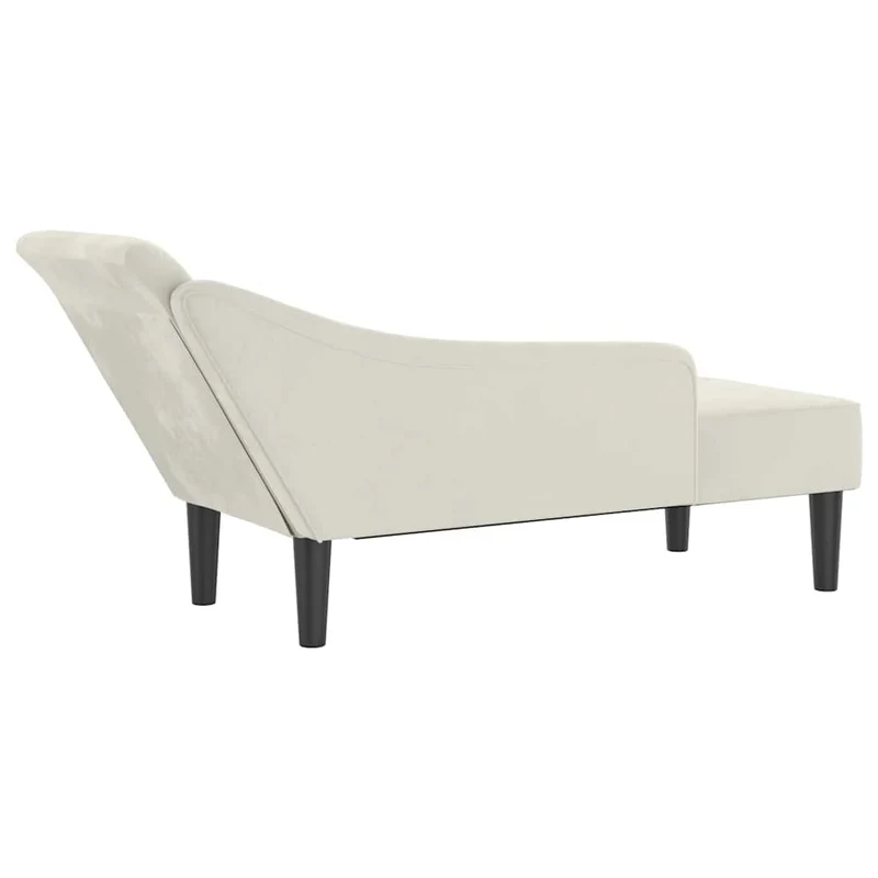 Chaise lounge com almofadões veludo creme